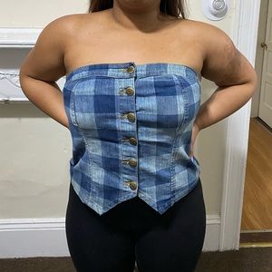 NWT Denim Plaid Button Down Shirt